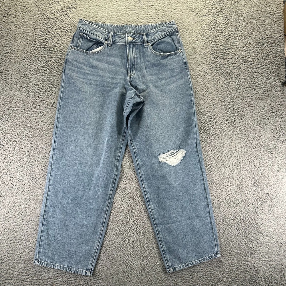 Time And Tru Jeans Women's 8 Blue Cotton Denim Straight Low Rise Distressed